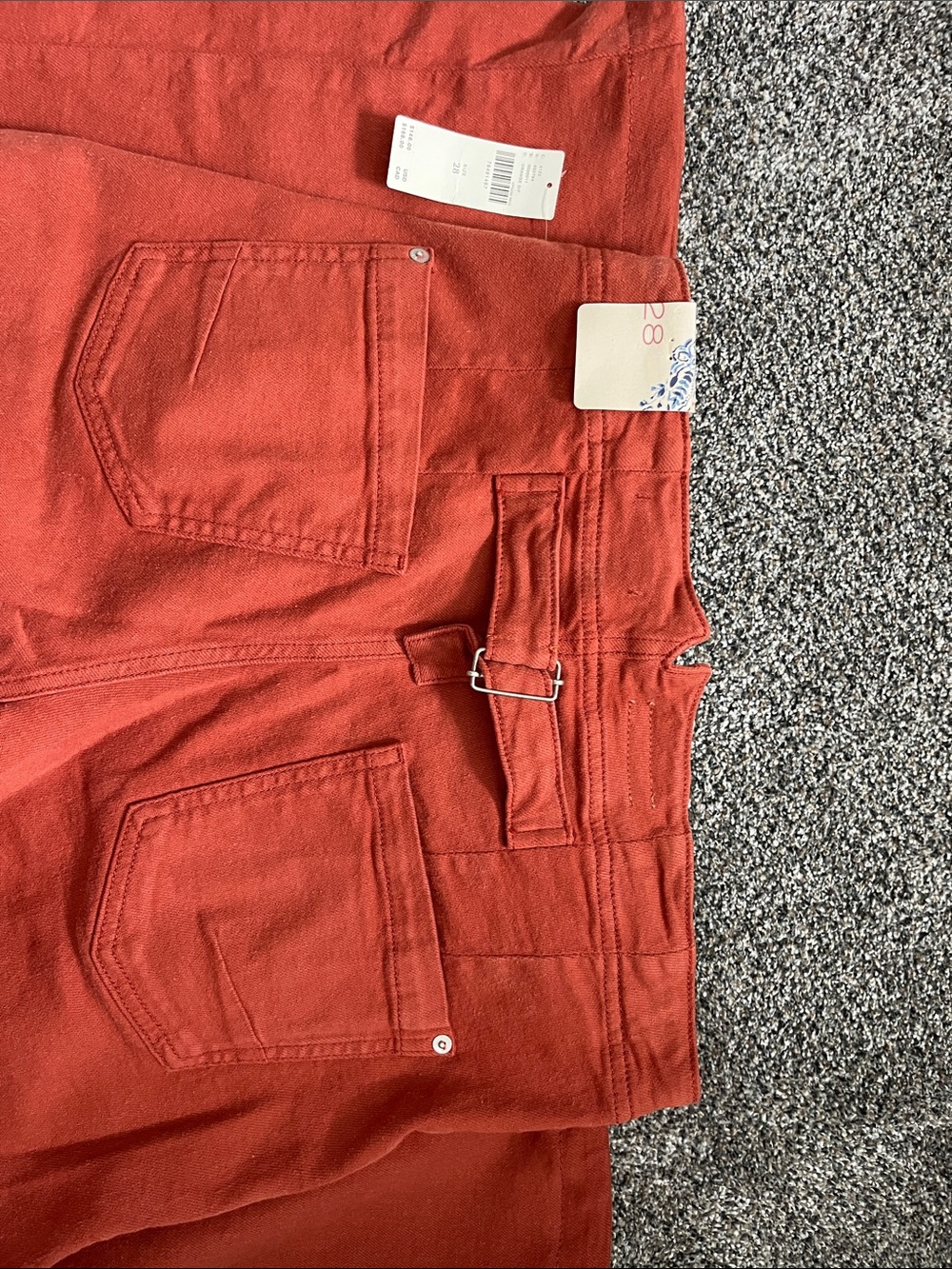 Pilcro Wide-Leg Denim Pants in Rust Orange - Picture 4 of 4